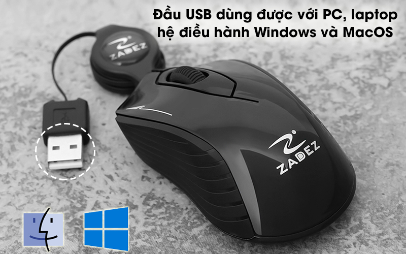 Chuột có dây Zadez M213 Đen - Đầu USB