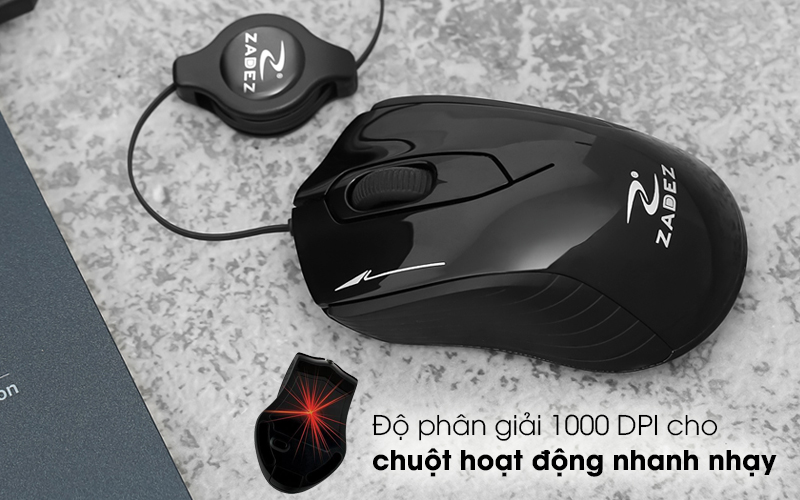 Chuột có dây Zadez M213 Đen - Độ phân giải 1000 DPI