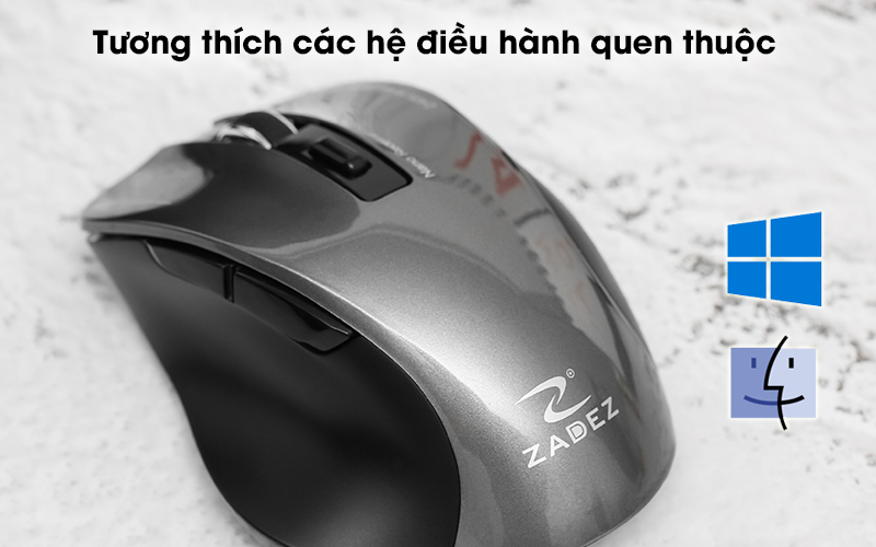 Chuột không dây Zadez M353 Xám - Làm việc dễ dàng cùng các thiết bị chạy trên hệ điều hành Windows và MacOS