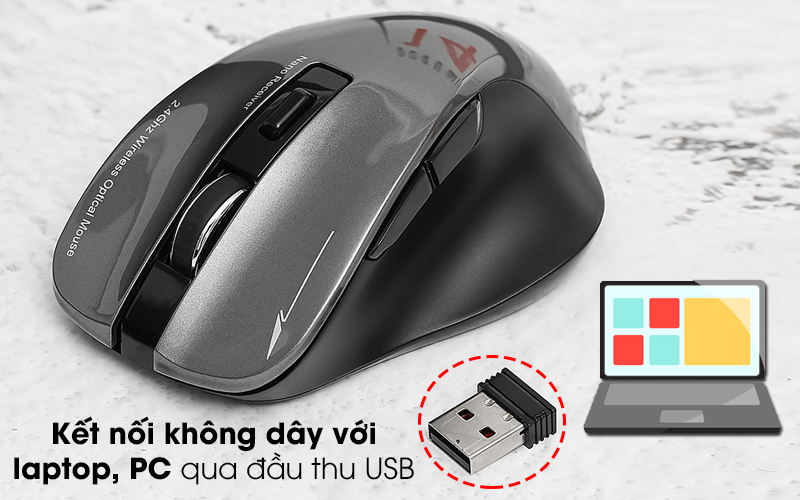 Chuột không dây Zadez M353 Xám - Kết nối laptop, PC qua USB Receiver